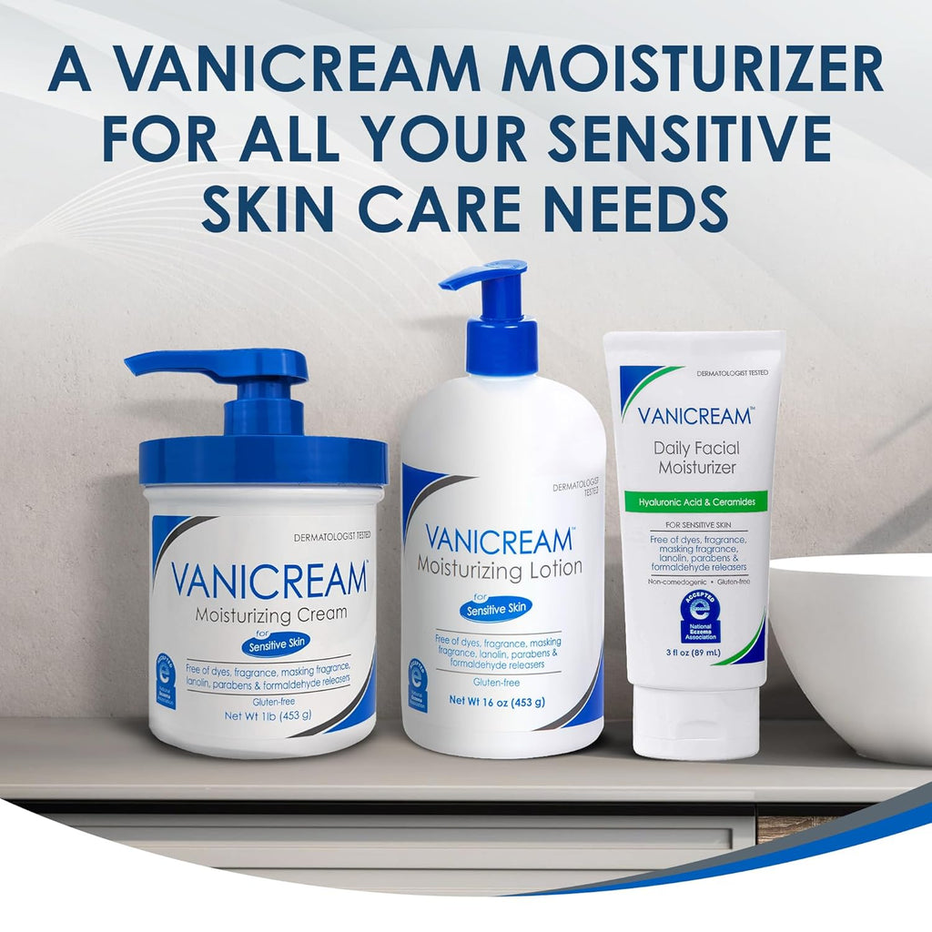 Moisturizing Lotion, Body and Face Moisturizer with Pump, 16 Oz, Formulated without Common Irritants for Sensitive Skin, Lightweight & Non-Greasy, Restore Moisture & Soothe Irritated Skin