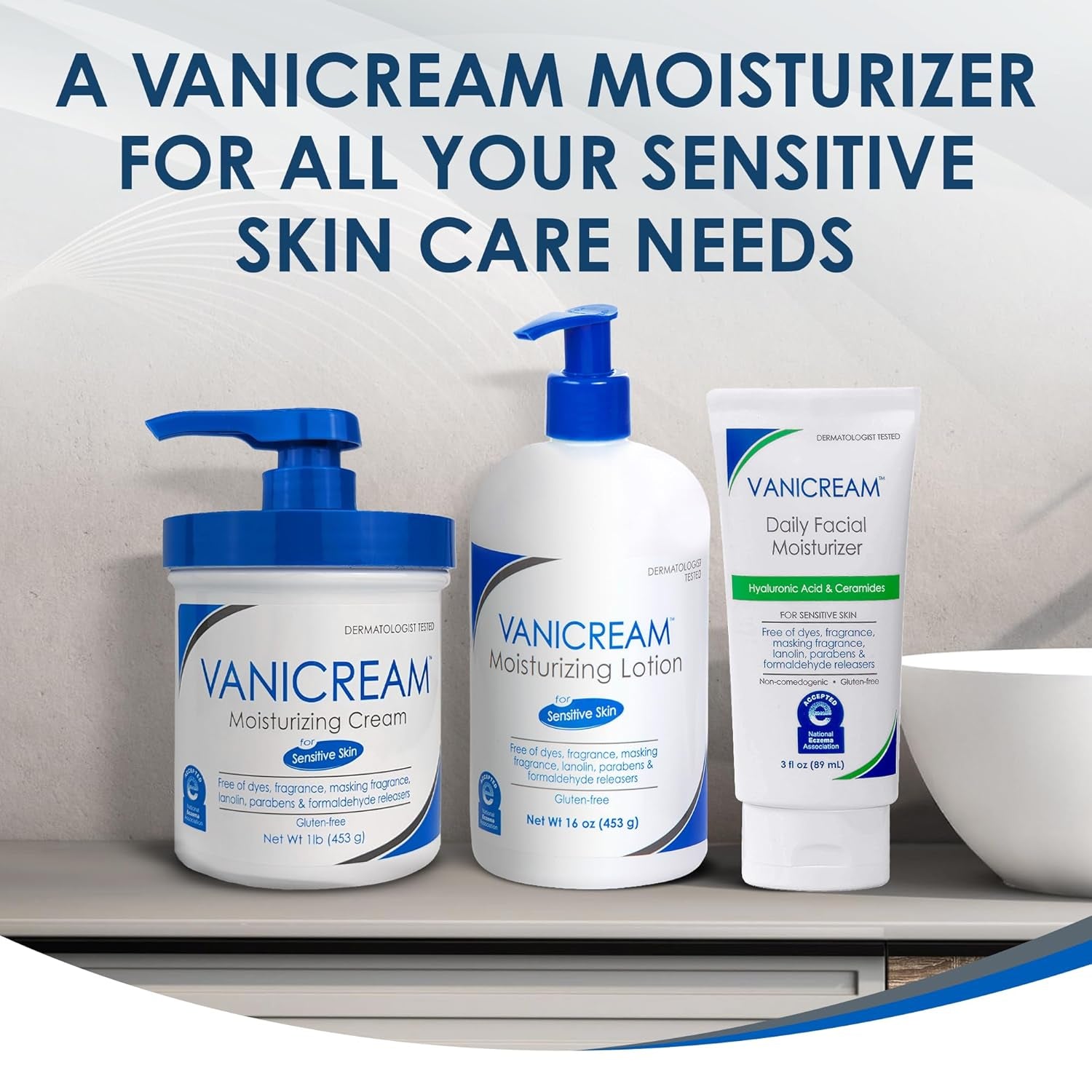 Moisturizing Lotion, Body and Face Moisturizer with Pump, 16 Oz, Formulated without Common Irritants for Sensitive Skin, Lightweight & Non-Greasy, Restore Moisture & Soothe Irritated Skin