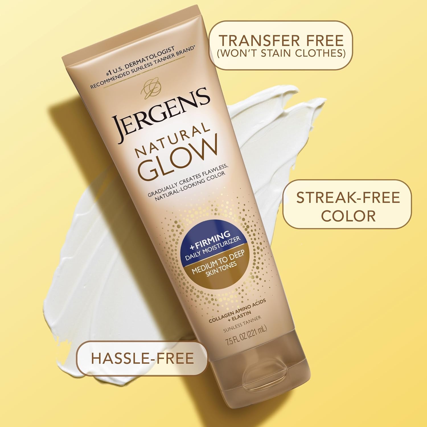 Natural Glow +Firming Self Tanner Body Lotion, Med-Deep, 7.5Oz, 2Pk