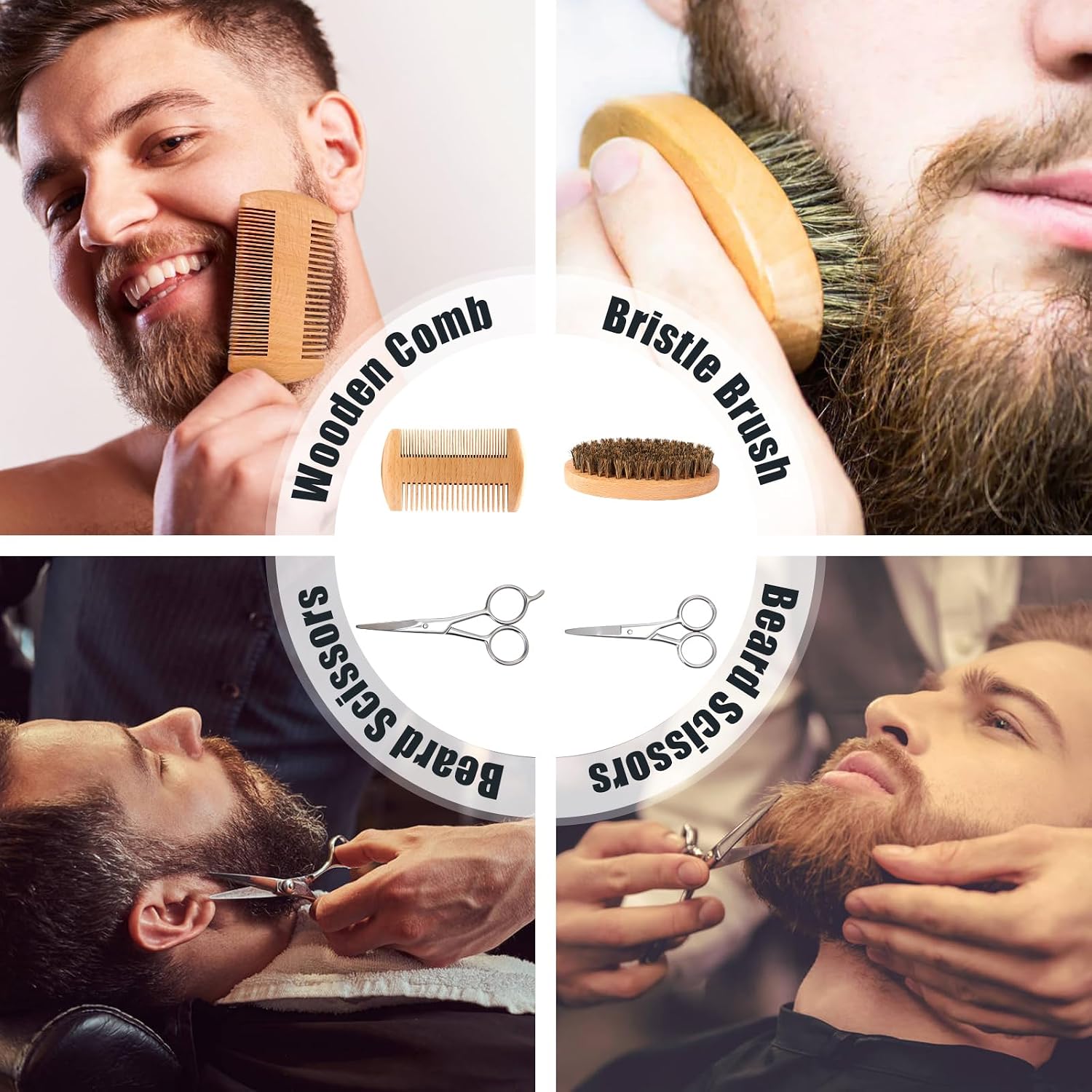 Beard Care Gifts Kit for Men - Beard Mustache Grooming Kit | Beard Balm, Beard Wash, Beard Oil, Brush, Scissors - Birthday Anniversary Gifts for Husband/Boyfriend/Dad/Him