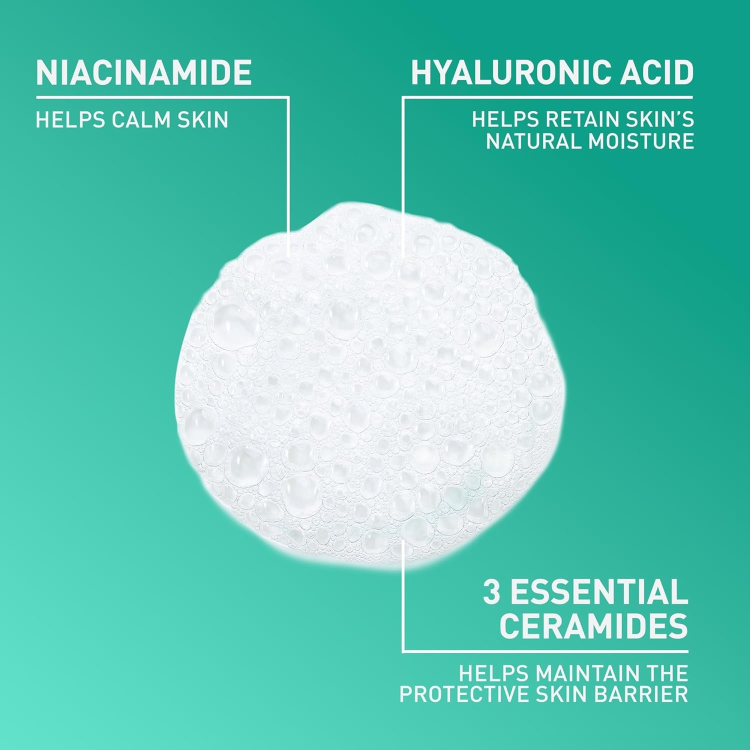 Foaming Facial Cleanser, Daily Face Wash for Oily Skin, Hyaluronic Acid + Ceramides + Niacinamide, Fragrance Free, Non-Drying Oil Control Face Wash, 19 Fluid Ounces