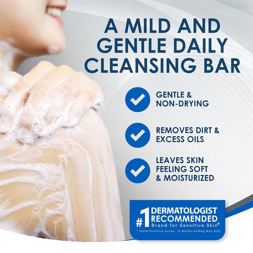 Cleansing Bar, 3.9 Oz, Pack of 12, Formulated without Common Irritants for Sensitive Skin, Gentle & Non-Drying Body & Facial Cleanser, Removes Dirt & Excess Oils, Non-Comedogenic