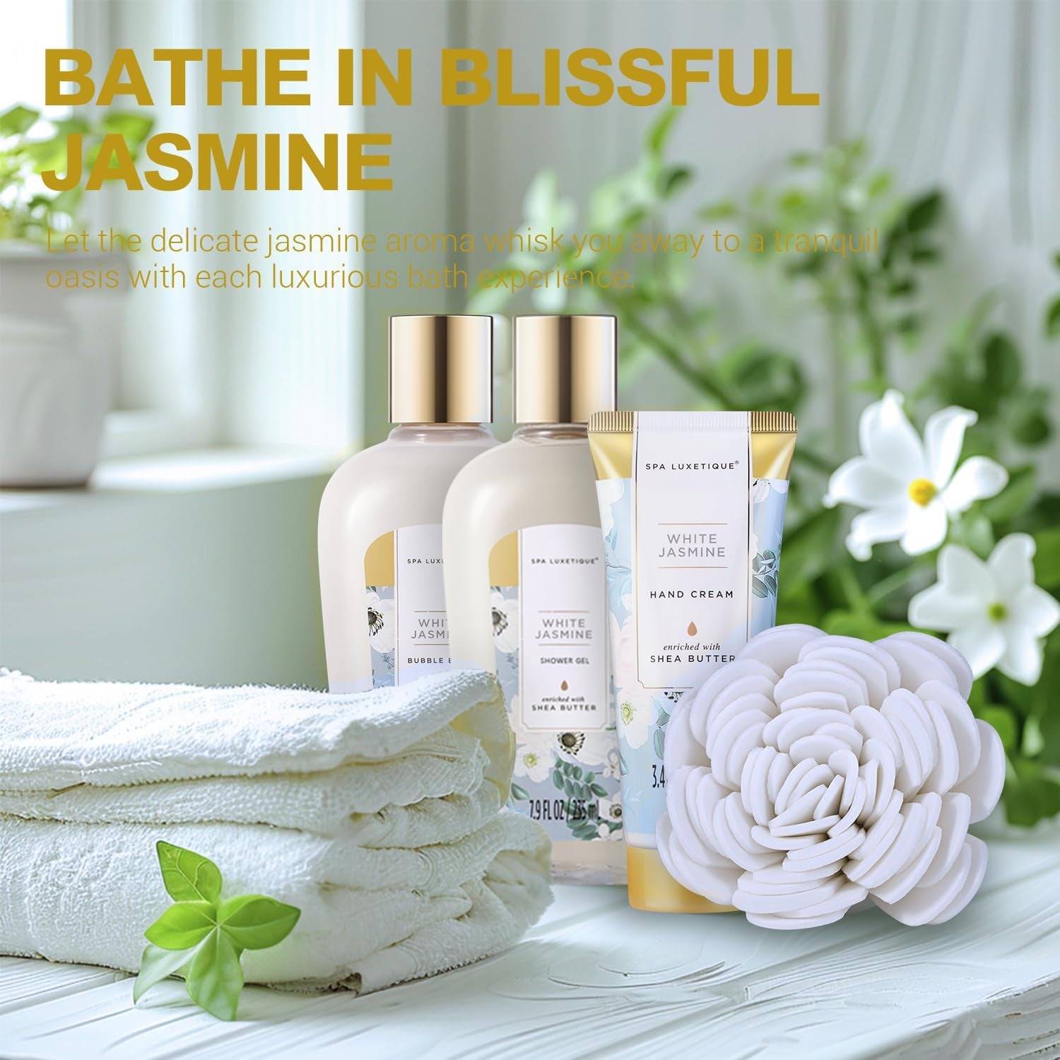 White Jasmine 15Pc Spa Gift Baskets Gifts for Women