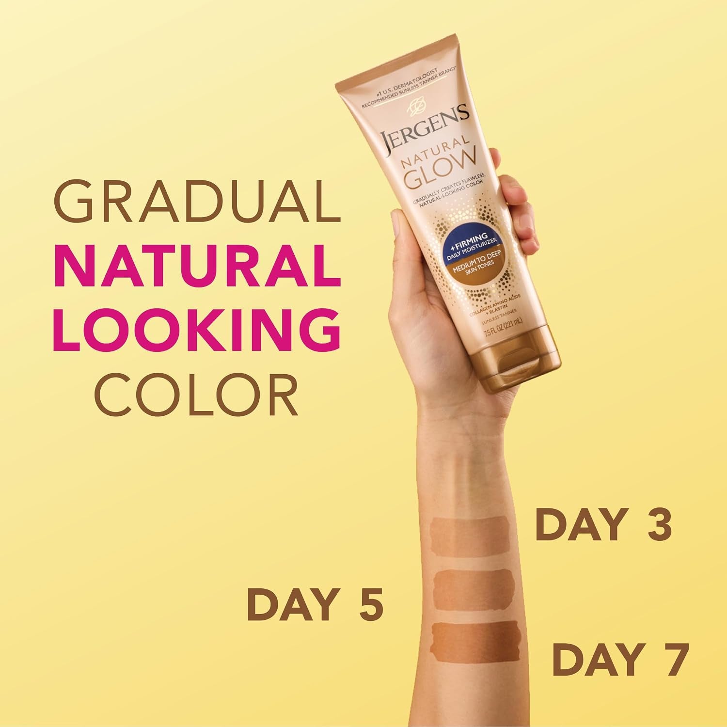 Natural Glow +Firming Self Tanner Body Lotion, Med-Deep, 7.5Oz, 2Pk
