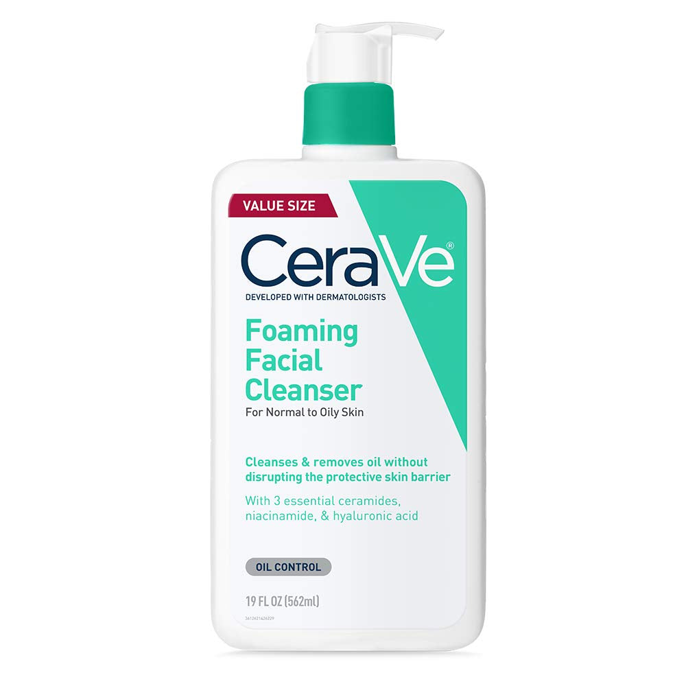 Foaming Facial Cleanser, Daily Face Wash for Oily Skin, Hyaluronic Acid + Ceramides + Niacinamide, Fragrance Free, Non-Drying Oil Control Face Wash, 19 Fluid Ounces