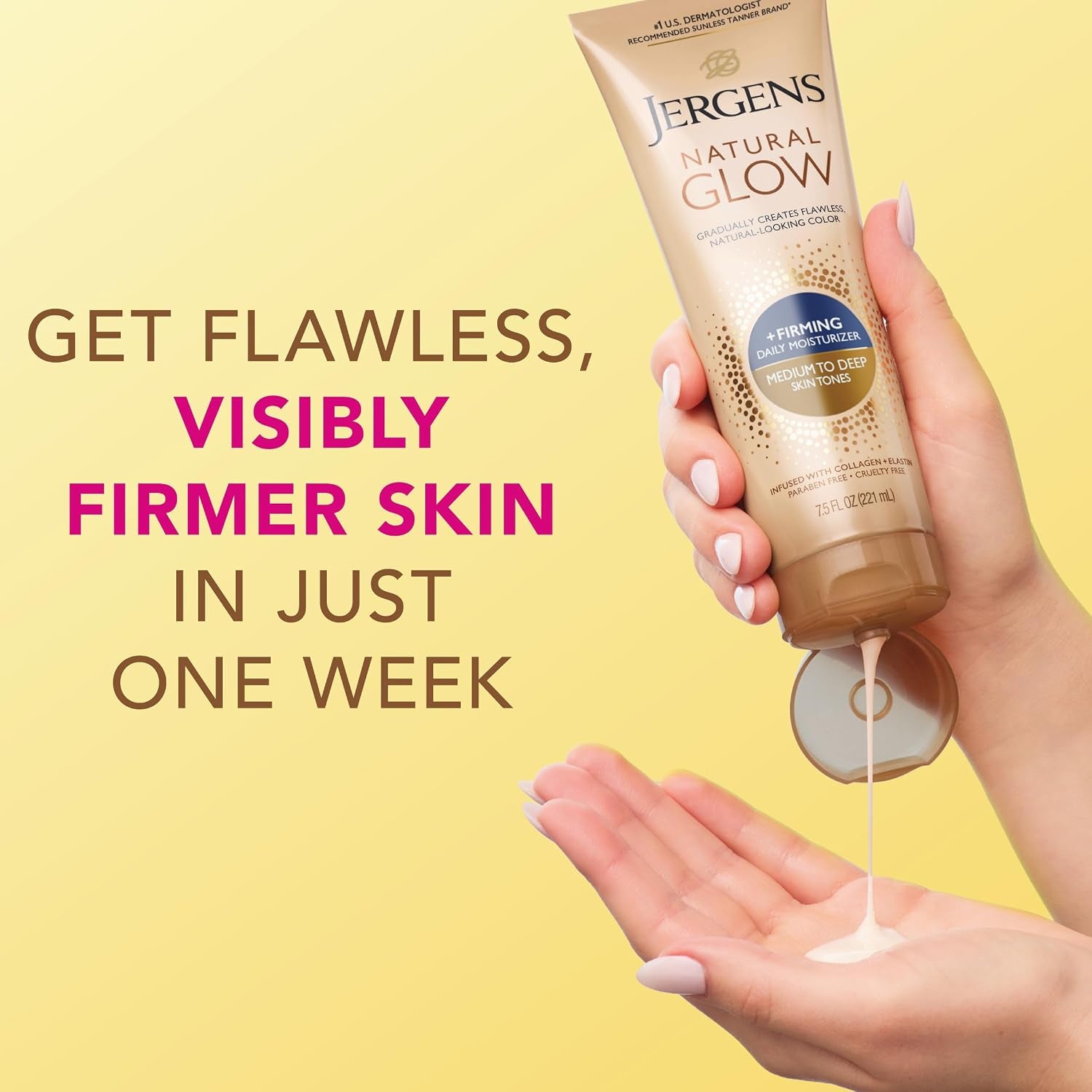 Natural Glow +Firming Self Tanner Body Lotion, Med-Deep, 7.5Oz, 2Pk