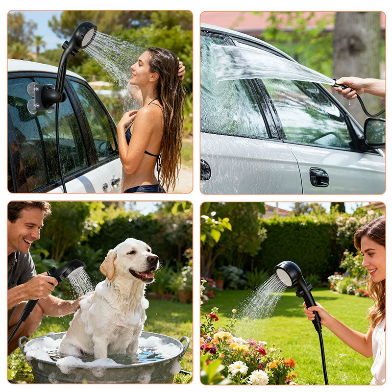 Portable Outdoor Shower Kit, 6000mAh Rechargeable Water Pump with Display for Camping & Pet Bath