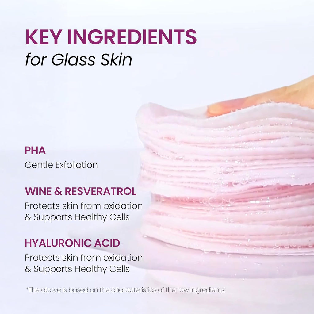 Bio-Peel Gauze Peeling Wine - 2-In-1 Physical + PHA Exfoliating Pads with Red Wine & Resveratrol for Firmer, Smoother, Glowing Skin, Korean Skin Care 30 Count