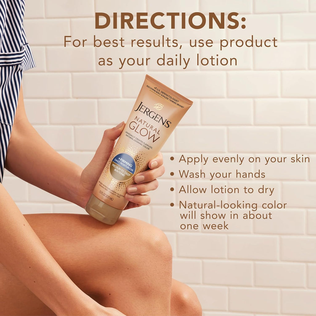 Natural Glow +Firming Self Tanner Body Lotion, Med-Deep, 7.5Oz, 2Pk